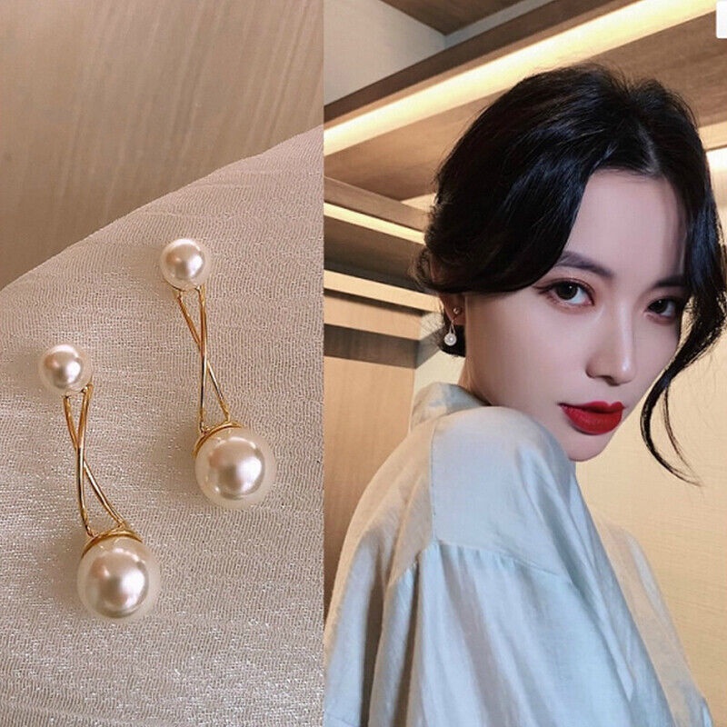 Bông Tai Mạ Bạc 925 Đính Ngọc Trai Pha Lê Thời Trang Đơn Giản Không Gây Dị Ứng Dành Cho Nữ
