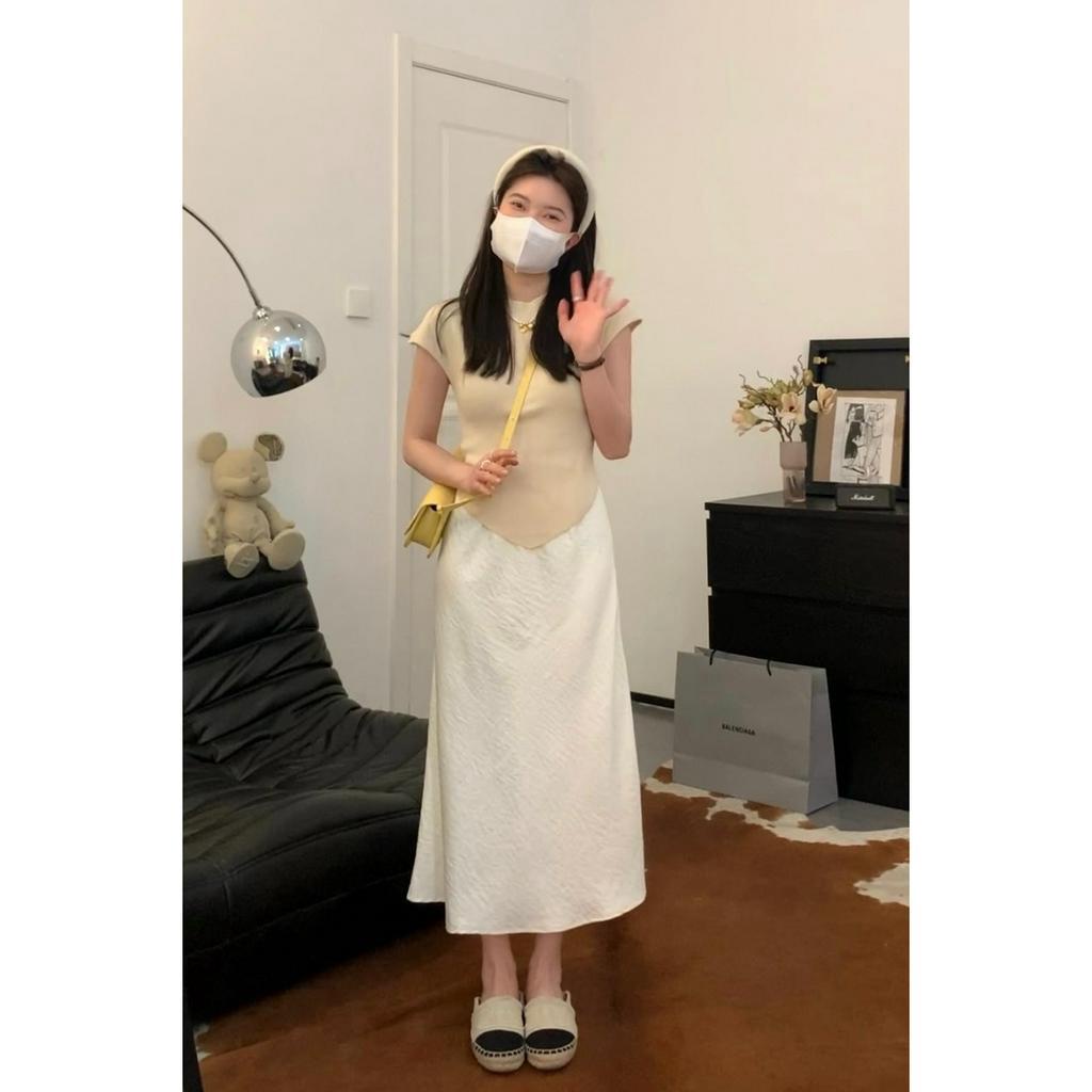 ZHELIHANGFEI Classy Ouni Slimmer Áo Dệt Kim Ngắn Tay Cổ Đứng Cỡ Nhỏ Phong Cách Chị Em Hàn Quốc Arc Edge A4