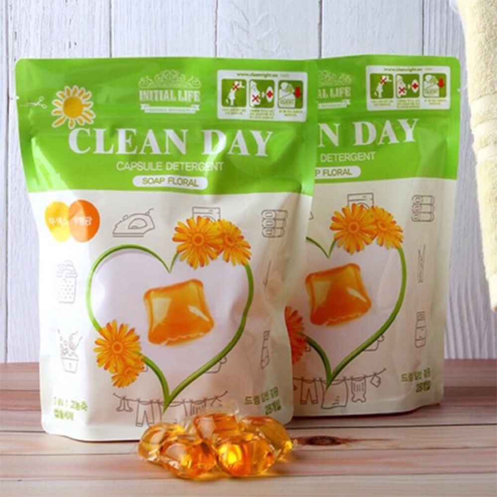 Viên Giặt Xả Quần Áo Hàn Quốc Clean Day Cao Cấp 3 Trong 1 Hương Hoa Chuẩn Hàng CHÍNH HÃNG