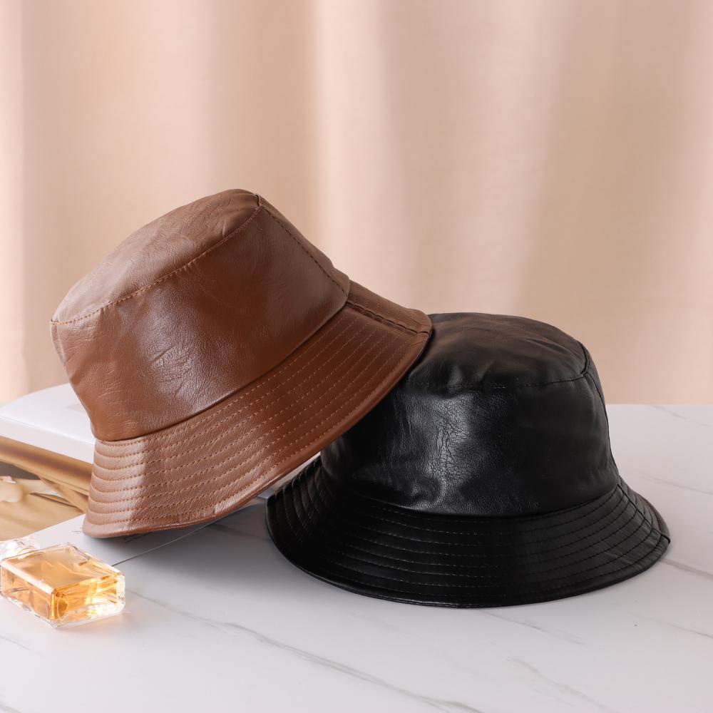 Nón Bucket Chất Liệu Da PU Chống Thấm Nước Cho Nam Nữ