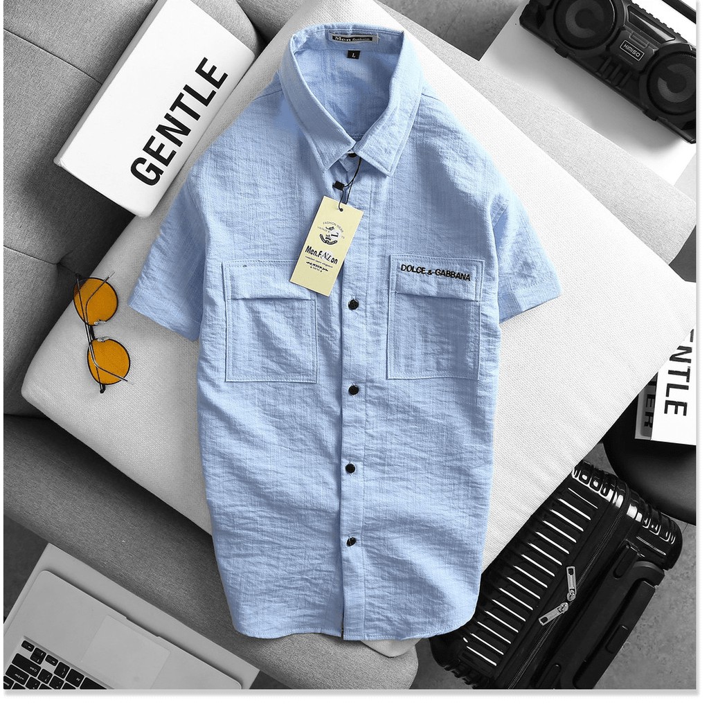 Áo Sơ Mi Nam Vãi Đũi Tay Ngắn, Phong Cách Công Sở Lịch Sự Hàng Shop HP