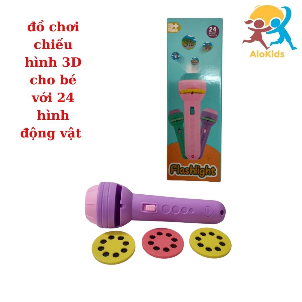 Đèn Pin Chiếu Hình 3D Sắc Nét Cho Bé Với 3 Thẻ Chủ Đề Tương Ứng Với 24 Hình Khác Nhau Thông Minh Cho Bé Shop Alokidstb
