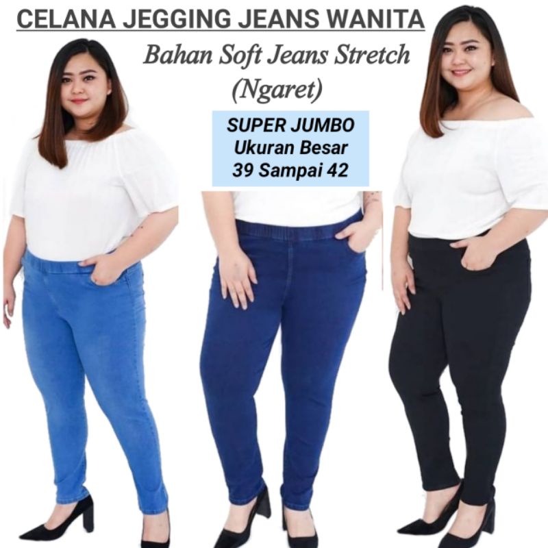 Quần Jean Jumbo Lưng Cao Co Giãn Mềm Mại Dành Cho Nữ Tuổi Teen / Size Lớn
