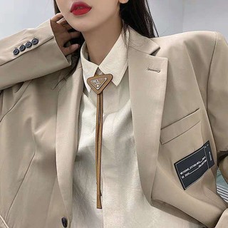 [Ảnh Thật - Hàng New 2020] Vòng cổ thắt nơ da cà vạt PRADA nhãn tam giác