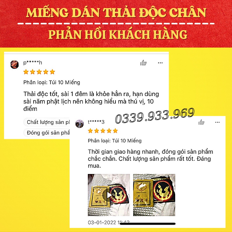 10 Miếng Dán Chân Thải Độc Detox Lanna Foot Patch Than Tre
