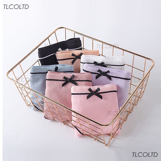 Quần lót nữ cotton gân tăm phối nơ kháng khuẩn co giãn siêu thoáng mát