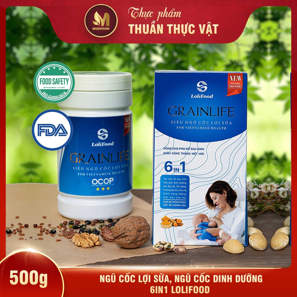 Siêu Ngũ Cốc Lợi Sữa, Ngũ Cốc Dinh Dưỡng 6in1 Lolifood - 500g