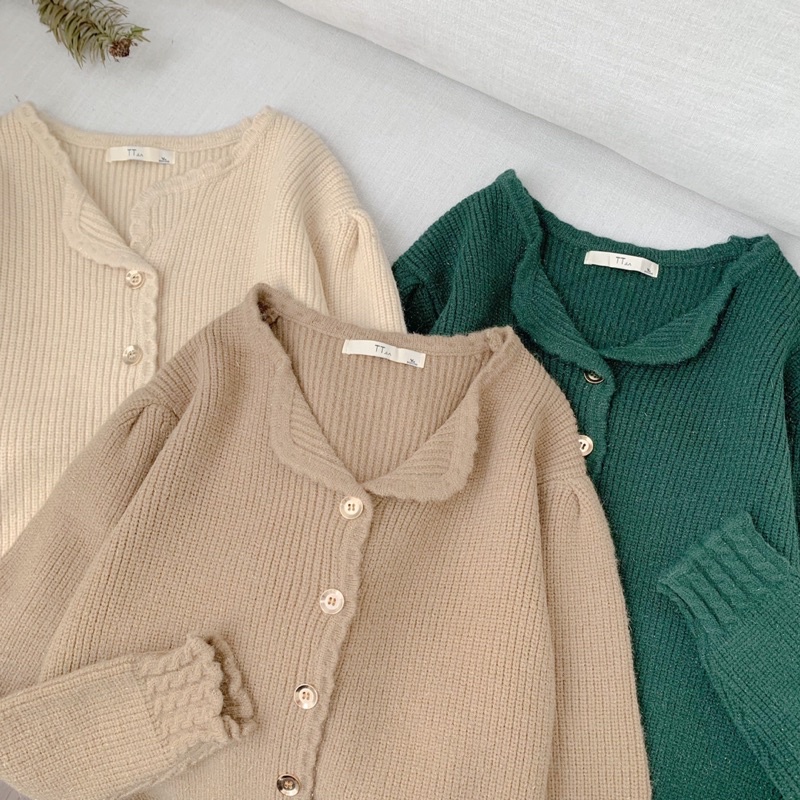 Áo len Cardigan nữ dài tay chất len tăm Freesize Be/Nâu/Xanh phong cách Hàn Quốc mới 2021