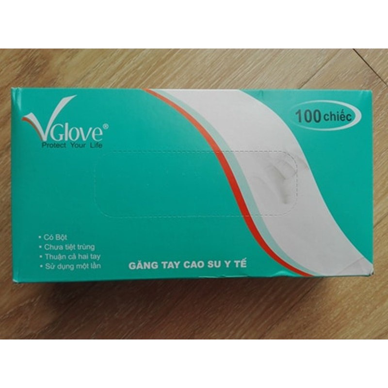 ✅ Găng Tay Y Tế Latex (Có Bột) Khải Hoàn VGlove (Hộp 100 Cái)) | Bao Tay Y Tế -VT0185