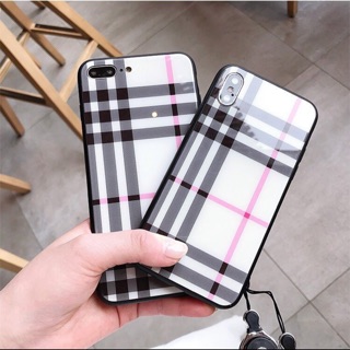Ốp Lưng Kính Cường Lực Burberry - Iphone