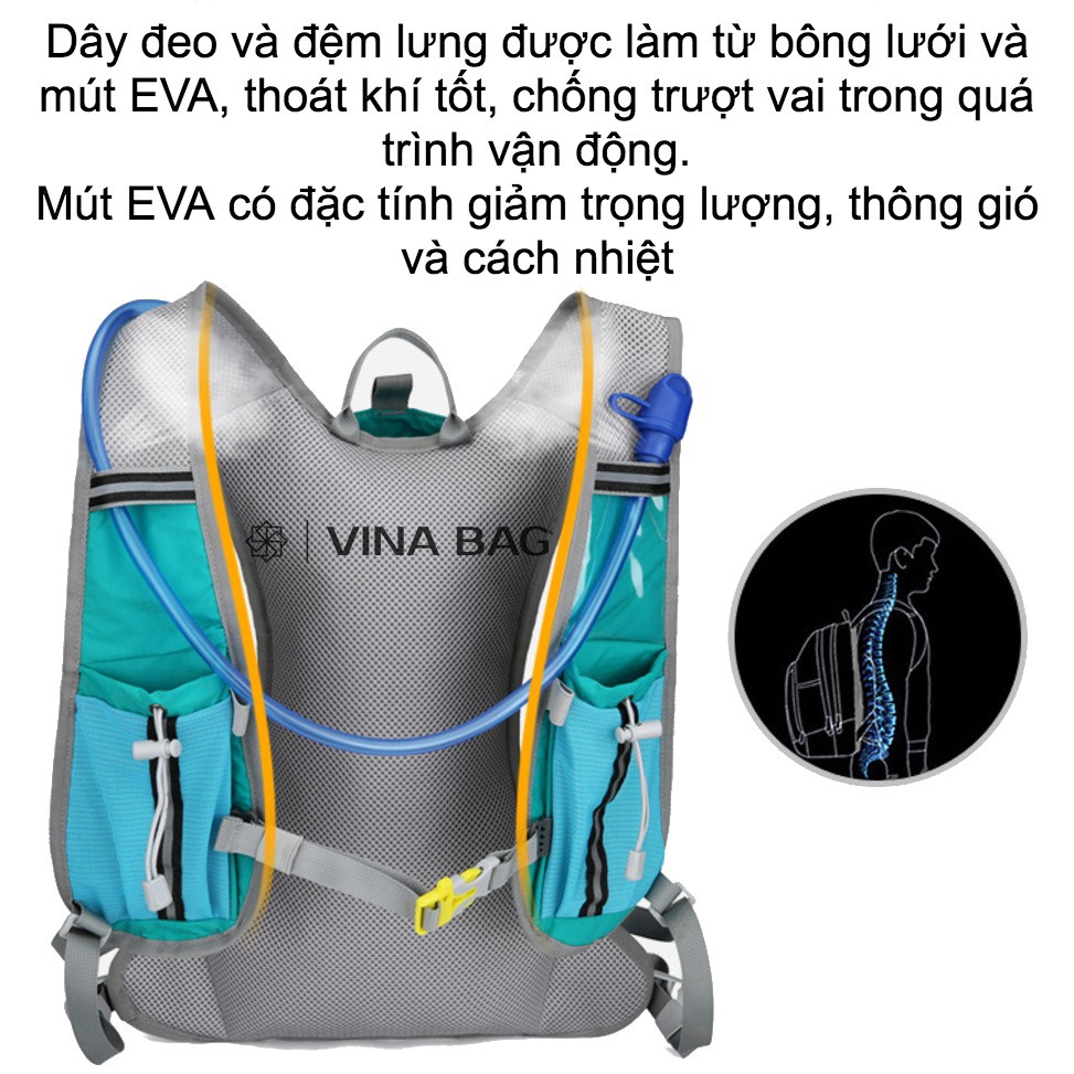 BALO chạy bộ, leo núi, đạp xe NEW THE WAY Model 2021- chống nước, chống nóng, dung tích lớn, có túi lưới để mũ bảo hiểm