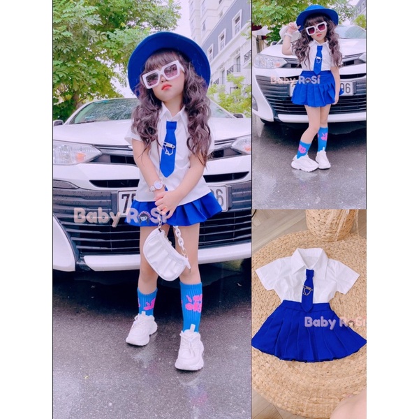 Sét học sinh xanh coban cho bé gái