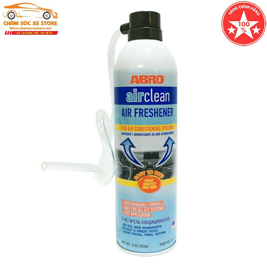 Vệ sinh diệt khuẩn dàn lạnh điều hòa ô tô Abro Air Clean (Mỹ) 255g chamsocxestore