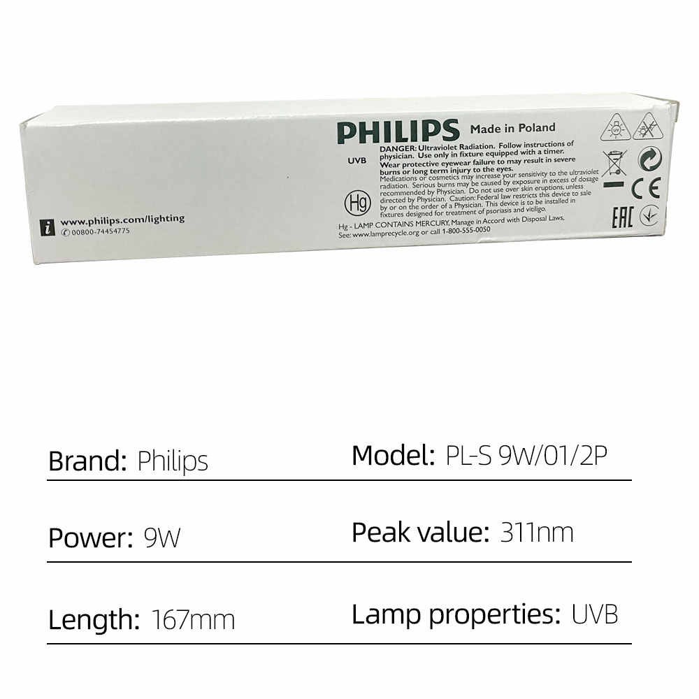 Bóng đèn UVB Philips PL-S 9W/01/2P chữa vảy nến, bạch biến, viêm da