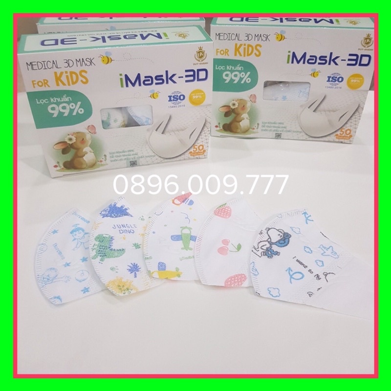 Khẩu Trang 3D Trẻ EM Duy Khánh Kháng Khuẩn hộp 50 cái