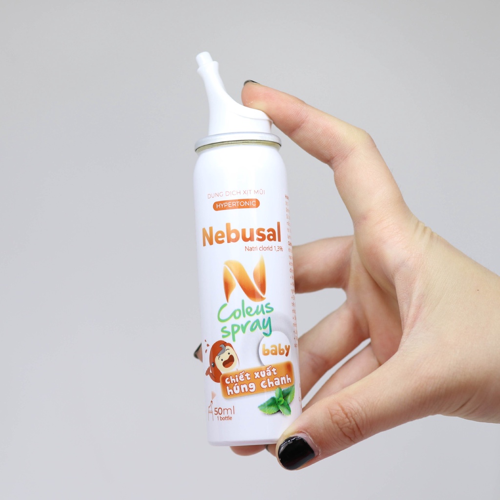 (CHÍNH HÃNG) Xịt Mũi Nebusal Húng Chanh giảm Nghẹt Mũi - Sổ mũi cho trẻ em (50ml)