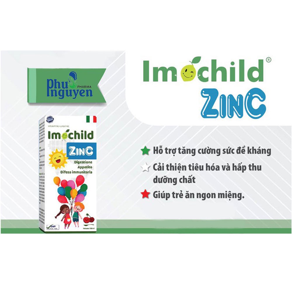 Siro Giúp Trẻ Ăn Ngon Miệng Tiêu Hóa Tốt Tăng Cường Sức Đề Kháng IMOCHILD ZINC  - Chai 100ml