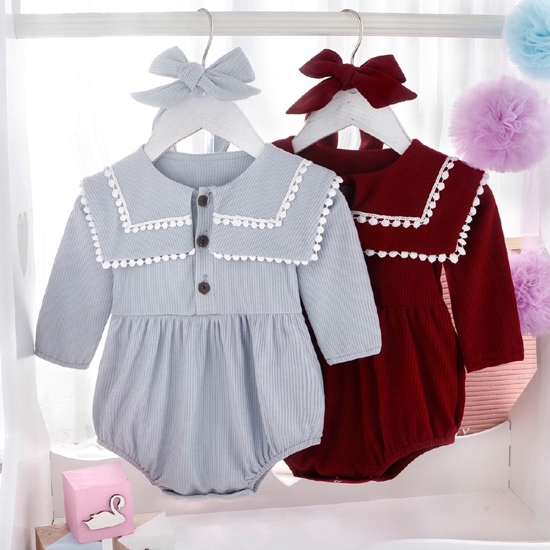 SET JUMSUIT TAY DÀI VIỀN REN + TURBAN CHO BÉ GÁI