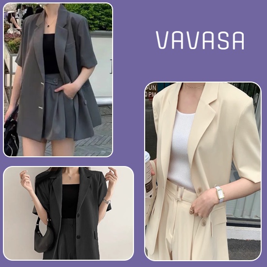 Áo blazer nữ tay ngắn 1 lớp kiểu bigsize hàn quốc VAVASA AB03