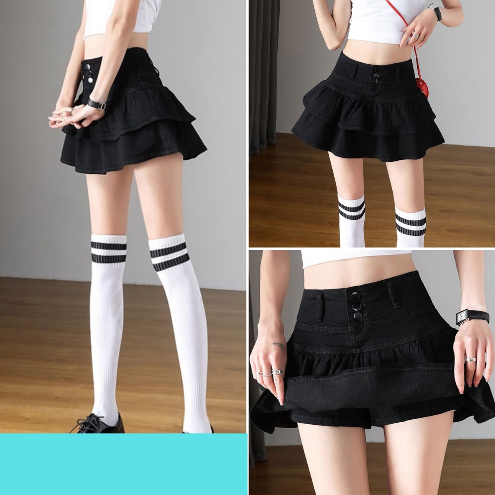 Chân váy nữ, chân váy nữ kaki 3 cúc màu trắng đen size S M L SKUCV-02C  1990clother