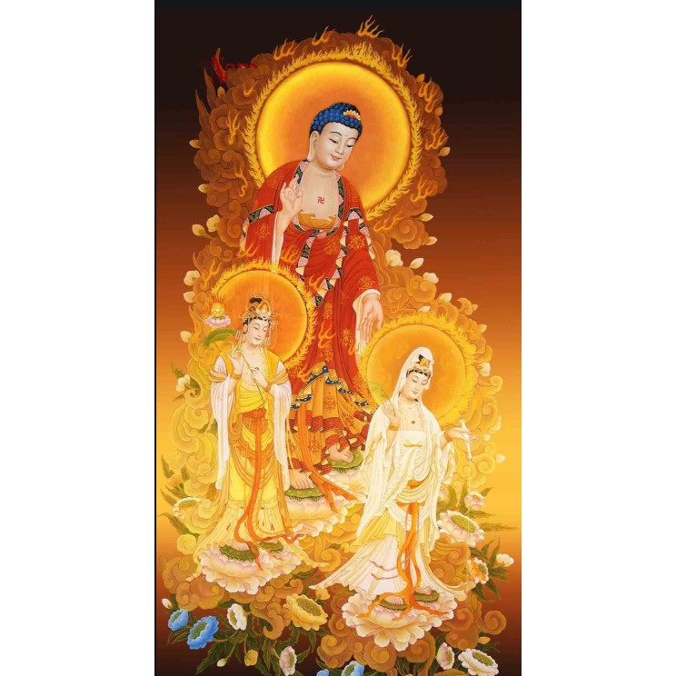 Tranh đính đá 5D , Tranh Phật Tam Thế Phật tự đính đá