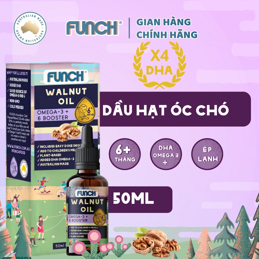 Dầu óc chó bổ sung DHA Omega 3 cho bé ăn dặm dạng nhỏ giọt chai drop 50ml