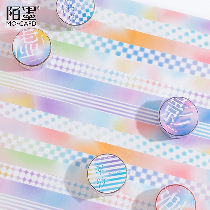 Cuộn băng dính trang trí washi tape sắc màu PET chống thấm