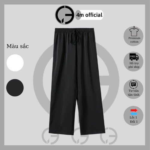 Quần thun ống rộng 4m official ống suông baggy nam nữ phong cách unisex, Quần thun ống rộng nam màu đen và xám