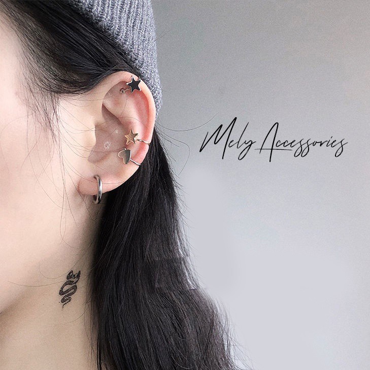 Bông tai đeo vành tai hình ngôi sao , tam giác cá tính hiện đại dành cho nam nữ - Mely 1365