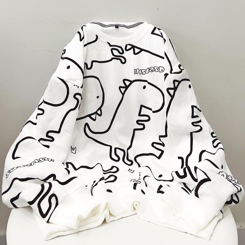 Áo sweater nỉ tay dài Khủng long unisex | BigBuy360 - bigbuy360.vn