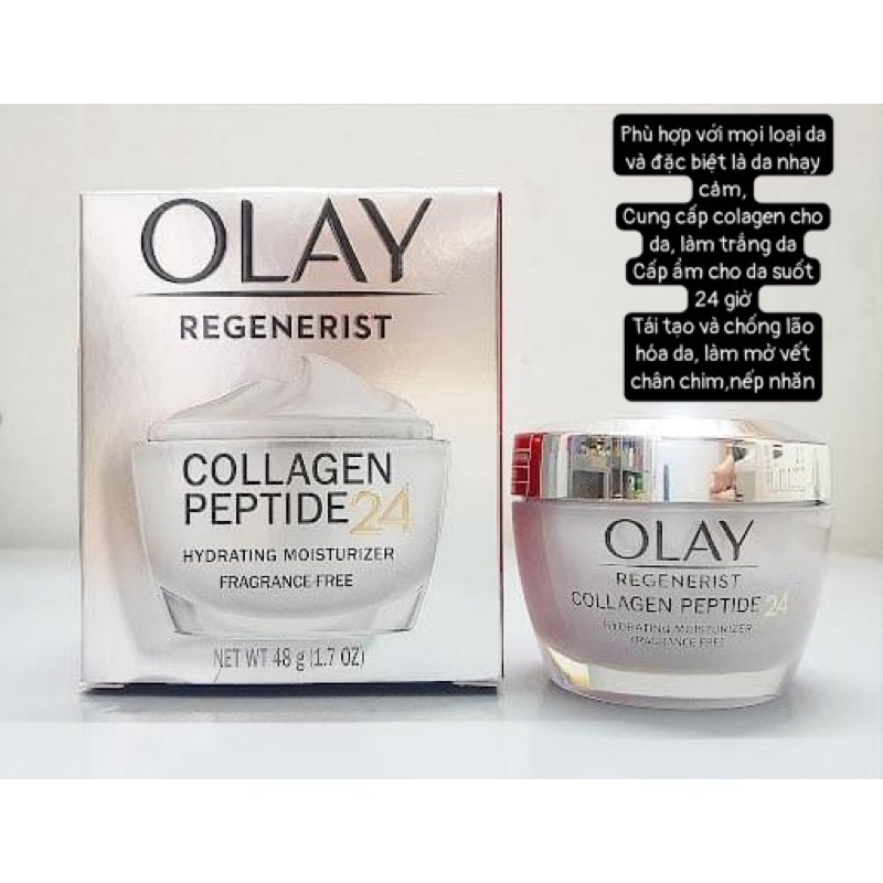 [Hàng Mỹ Bao Check] Kem Olay Trắng,Olay Mỹ Regenerist Collagen Peptide 24 Mỹ dưỡng da chống lão hóa, tái tạo da48g