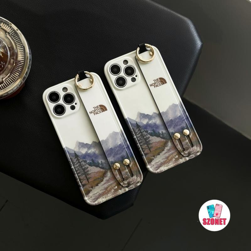 Ốp Điện Thoại In Hình Núi Tuyết Bắc Âu Có Dây Đeo Bảo Vệ Ống Kính Cho iPhone 14 13 12 11 Pro Max Plus