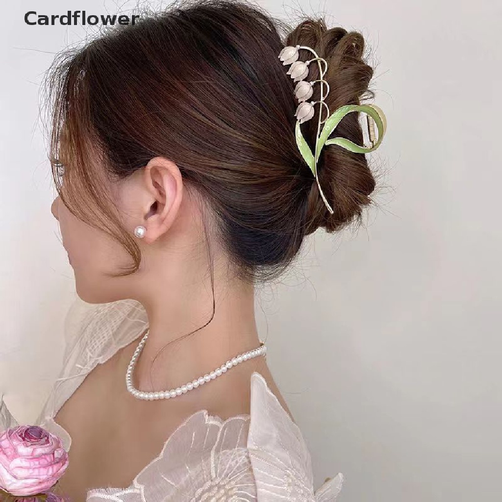 &lt; Cardflower &gt; Kẹp Tóc Hình Hoa Tulip Tráng Men Nhẹ Nhàng Thanh Lịch Cho Nữ Giảm Giá