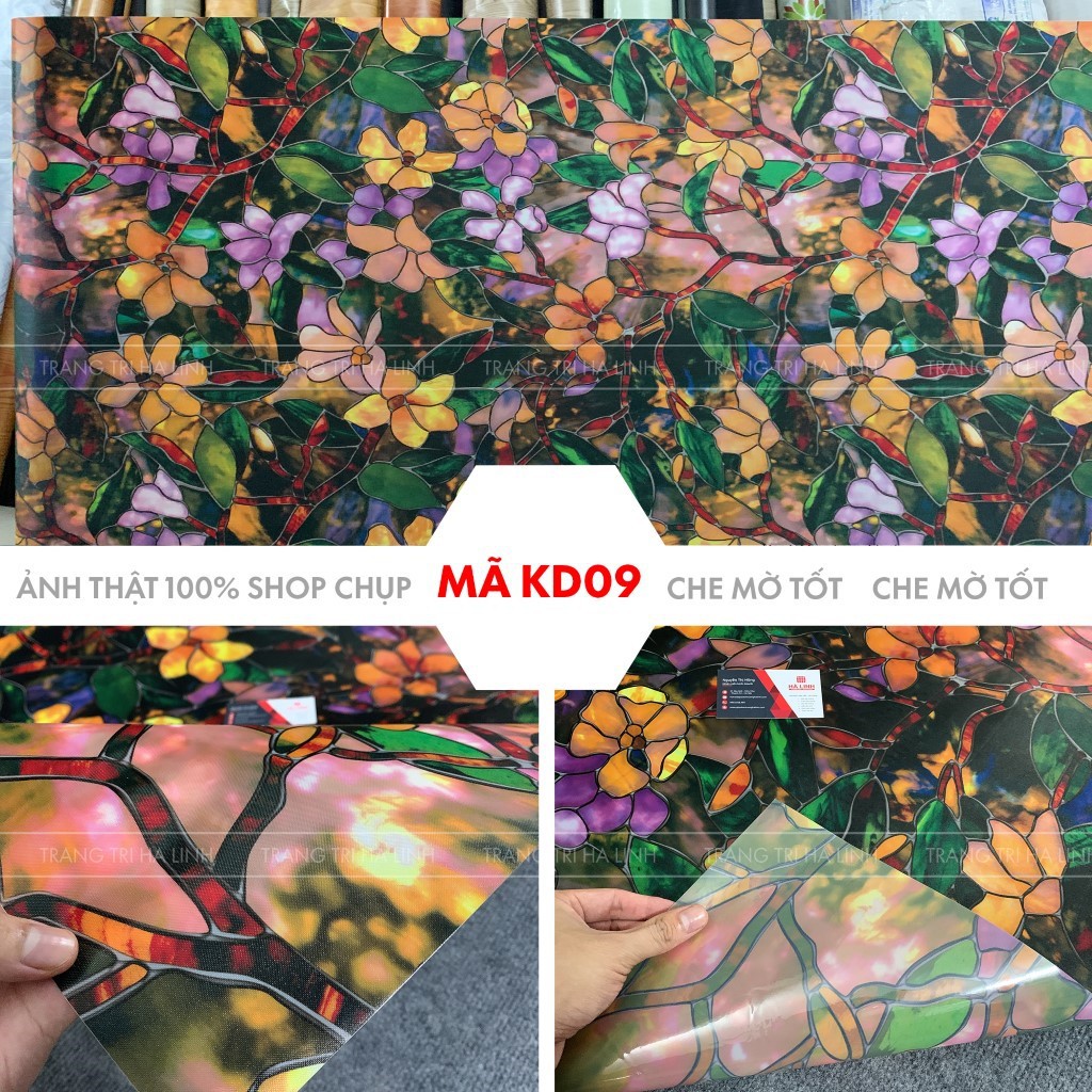 Dán kính cửa sổ khổ 90cmx50cm giấy dán hoa văn đẹp dày cao cấp in sắc nét