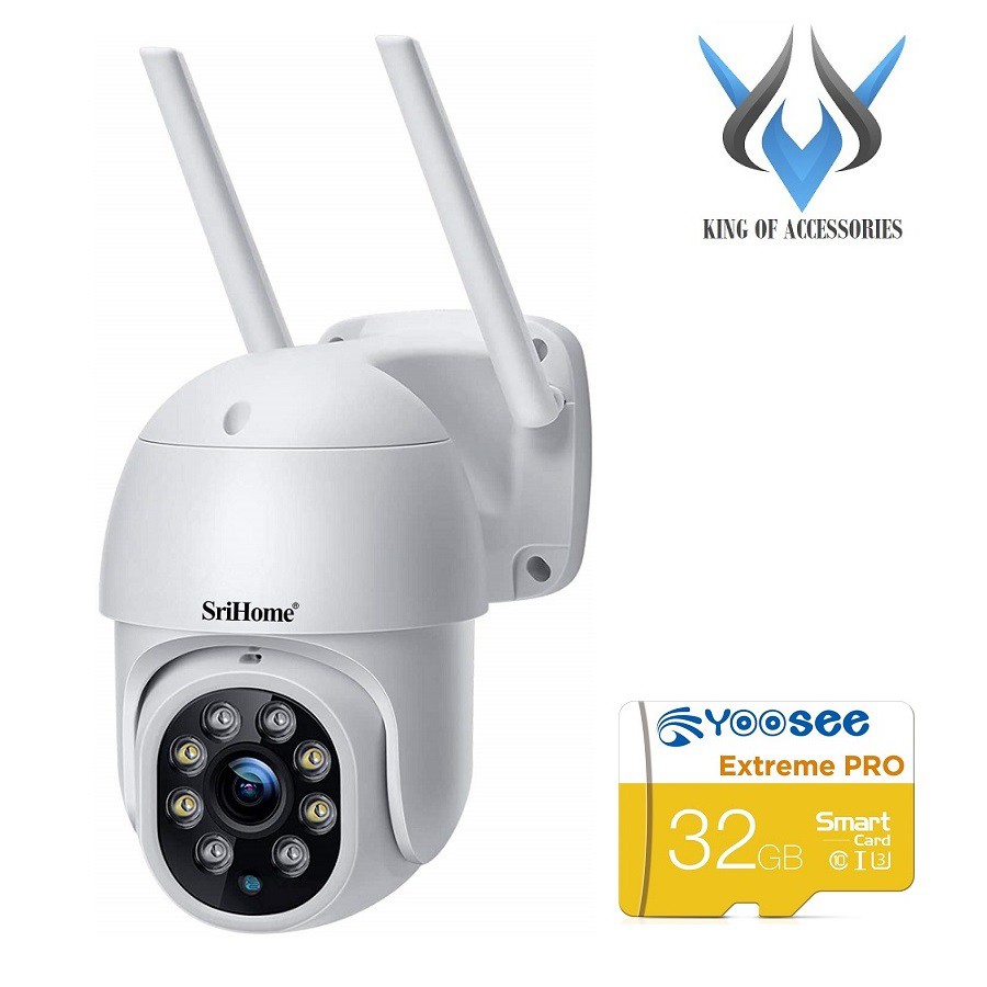 Camera IP Wifi ngoài trời PTZ SriHome SP028 2.0MP FullHD 1080P, Xoay 355 độ, chống nước IP66  - 4 phân loại tùy