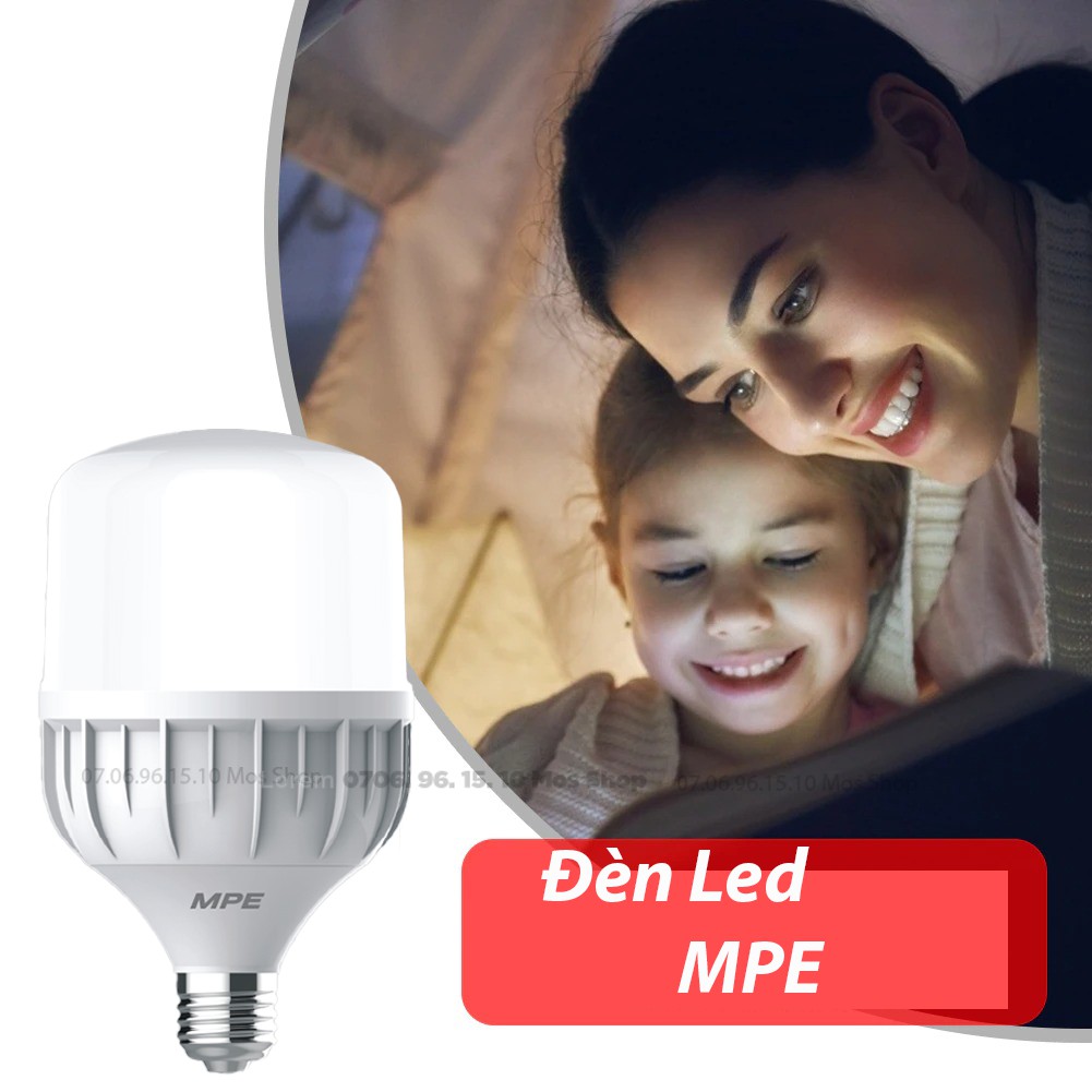 Bóng đèn led trụ mpe (thân đèn bằng nhựa)- Ánh sáng trắng/vàng Mos Shop