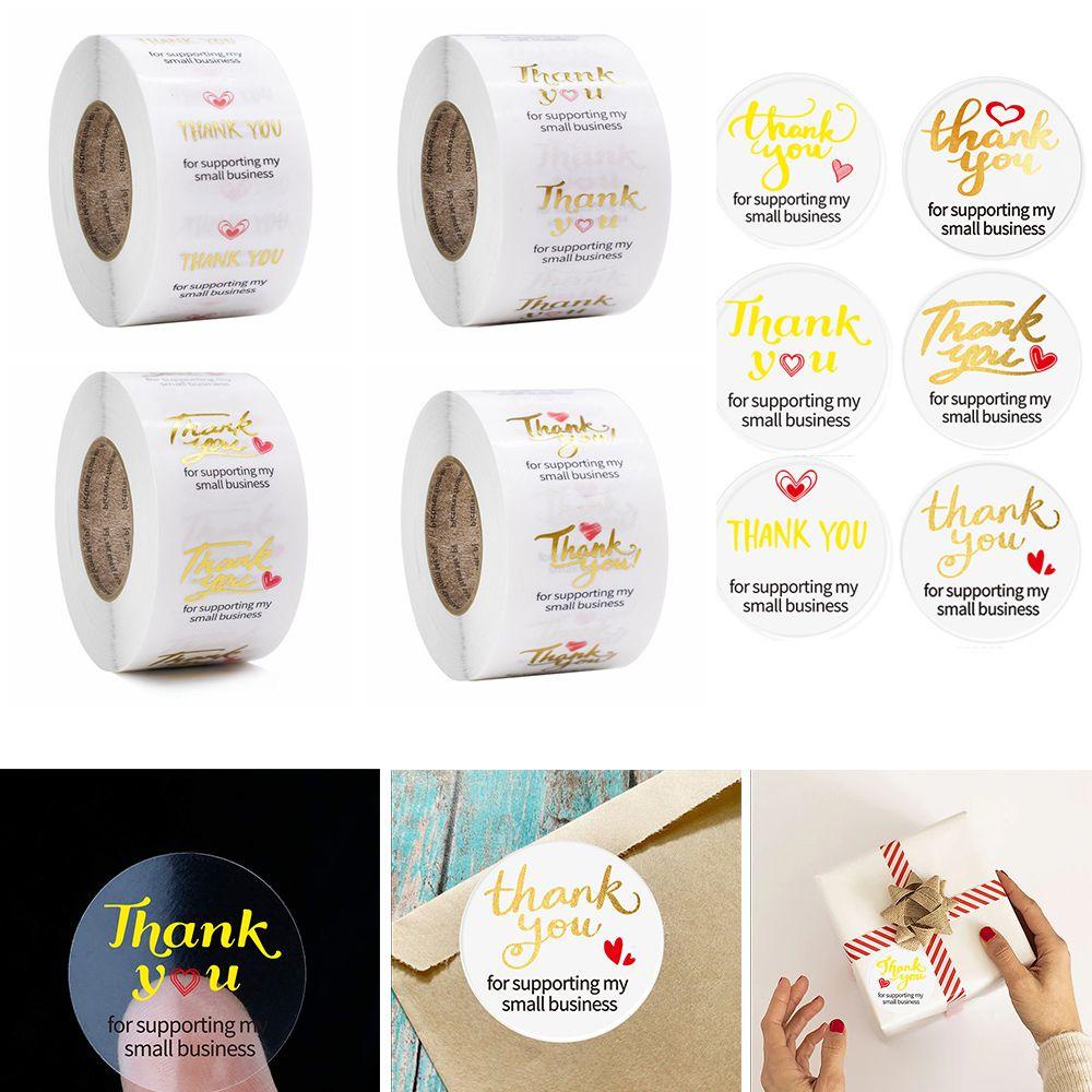 Cuộn 500 Nhãn Dán Thank You Tự Dính Trang Trí Túi Bánh