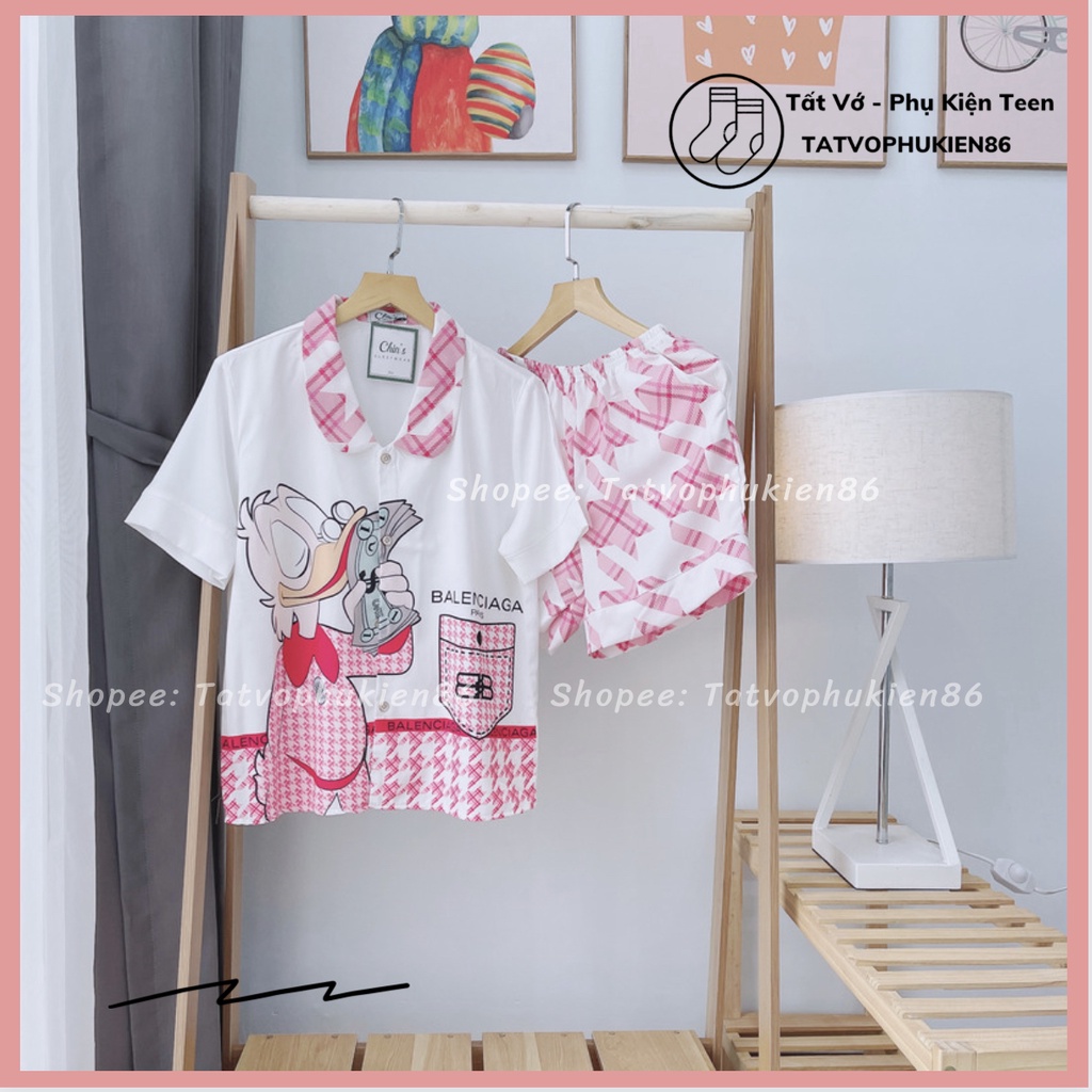 Bộ pijama lụa -cộc tay SALE Bộ mặc nhà nữ nhiều hình xinh xắn bigsize dễ thương mùa hè mặc nhà