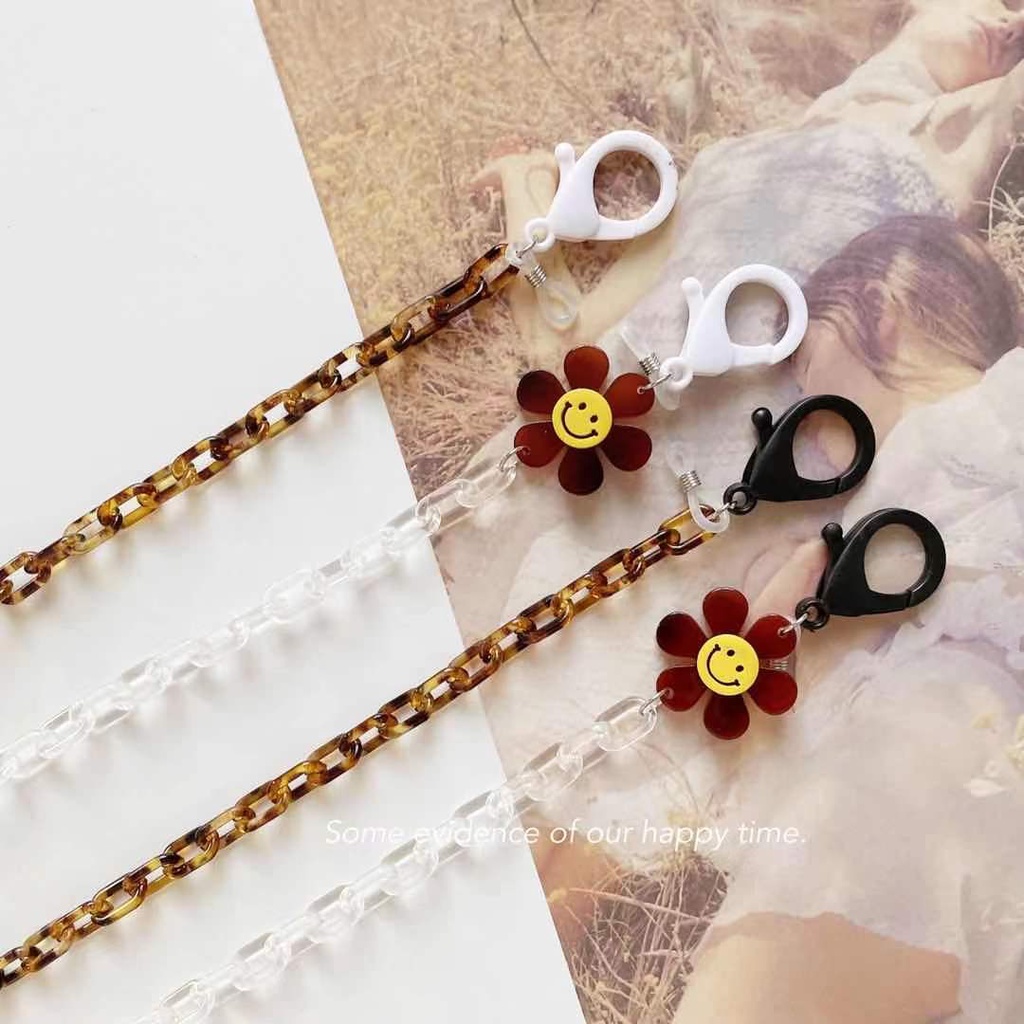 Dây Đeo Mắt Kính / Dây Chuyền Bằng Acrylic Trong Suốt Hình Hoa Cúc Hoạt Hình Sáng Tạo Phong Cách Âu Mỹ