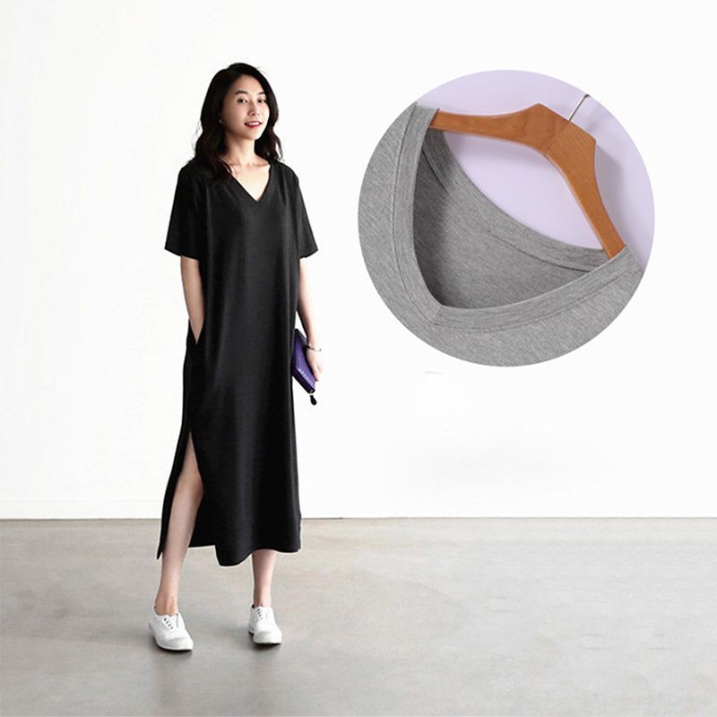 Đầm maxi phom rộng xẻ tà phong cách Hàn Quốc dành cho phái nữ | BigBuy360 - bigbuy360.vn