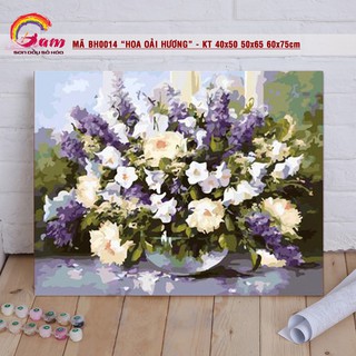 Tranh treo tường sơn dầu số hoá DIY tự vẽ - Mã BH0014 Bình hoa oải hương - HaLa Store