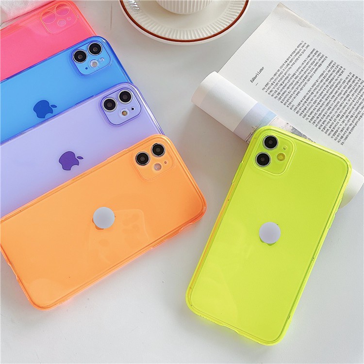 Ốp iphone - Ốp silicon dẻo Trong Suốt Siêu Mỏng Ốp silicon sắc màu Neon iPhone 14 13 11 12 Pro Max XS Max XR X 6 6s t196