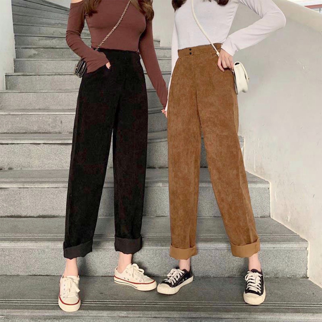 Quần Baggy Nhung Tăm Cạp Chun - Quần Dài Nữ | BigBuy360 - bigbuy360.vn