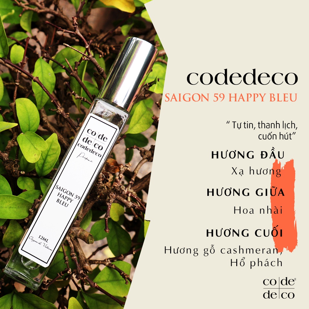 Tinh Dầu Nước Hoa Code Deco Saigon 59 Happy Bleu Thanh Lịch, Nhẹ Nhàng, Cuốn Hút - 10ml Dạng Xịt