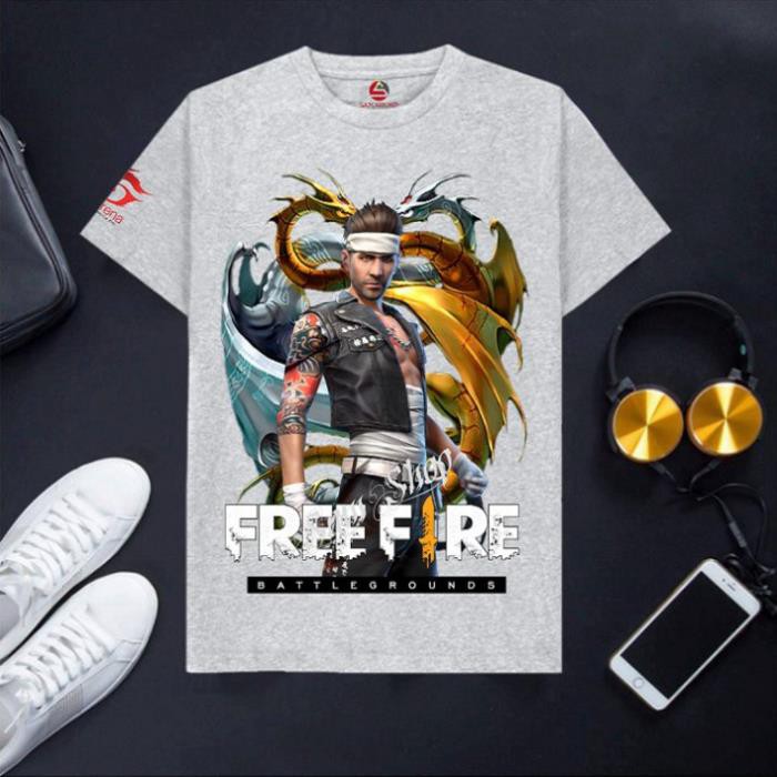 VHL Store [Hàng có sẵn] Áo Free Fire cotton màu xám cổ tròn cực hot Báo Hồng VHL Store