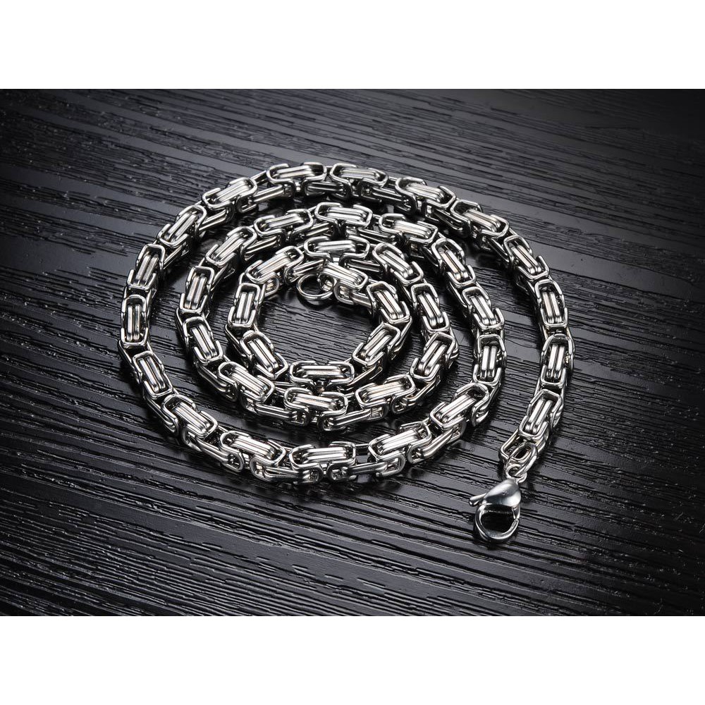 Dây chuyền inox nam zigzag vuông 5mm không gỉ