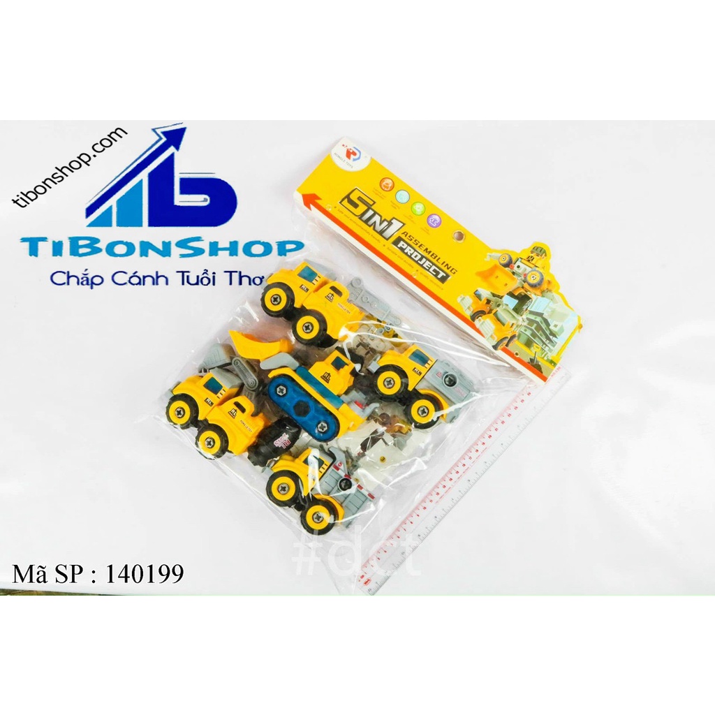 ĐỒ CHƠI LẮP RÁP Ô TÔ CÔNG TRƯỜNG BIẾN HÌNH THÀNH ROBOT 5 TRONG 1 VỚI HƠN CHI TIẾT BẰNG VÍT