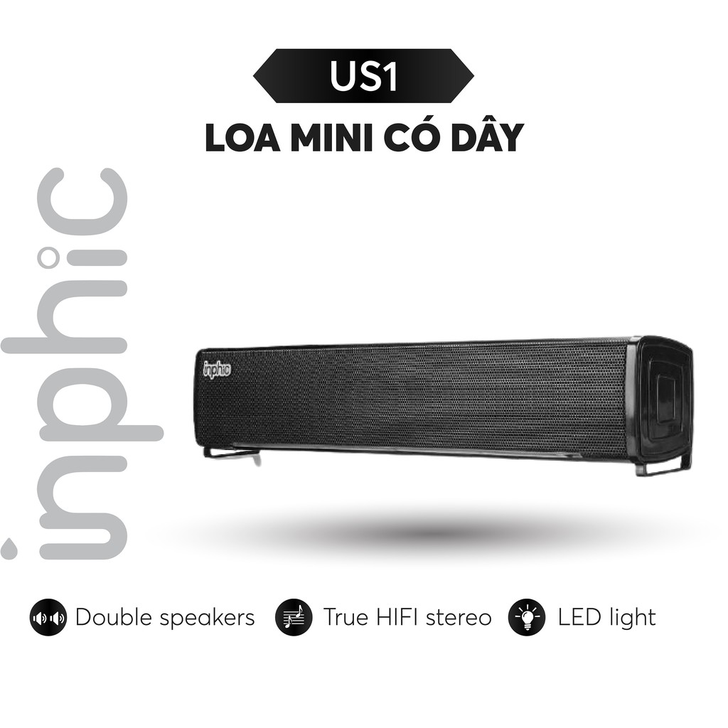 Loa mini có dây Inphic US1 Âm thanh vòm stereo ánh sáng LED xung quanh cho máy tính bàn máy laptop tivi - Chính Hãng