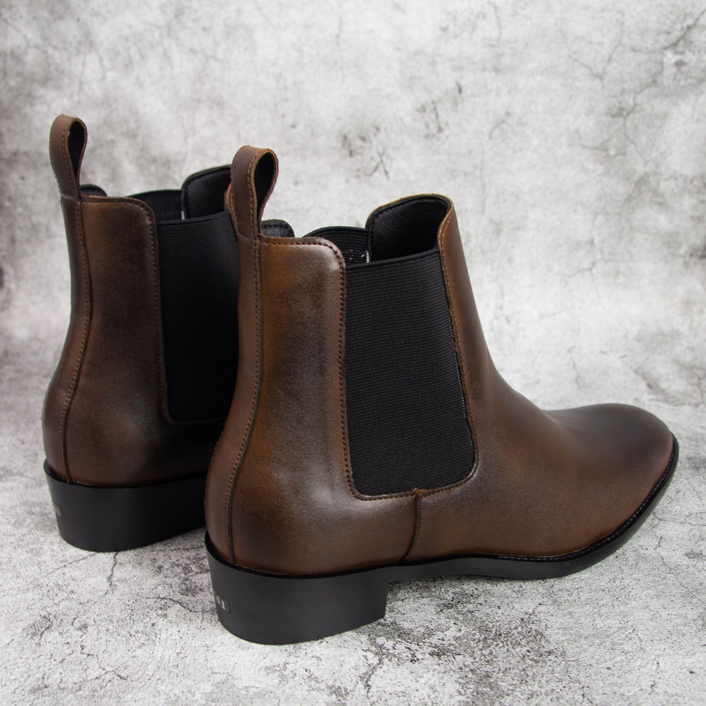 [TẶNG TẤT KHỬ MÙI CAO CẤP ] Giày Chelsea Boots Nam Nâu, Giày Bốt Cao bồi cổ cao tôn dáng, Đế cao su tăng chiều cao 5cm | BigBuy360 - bigbuy360.vn