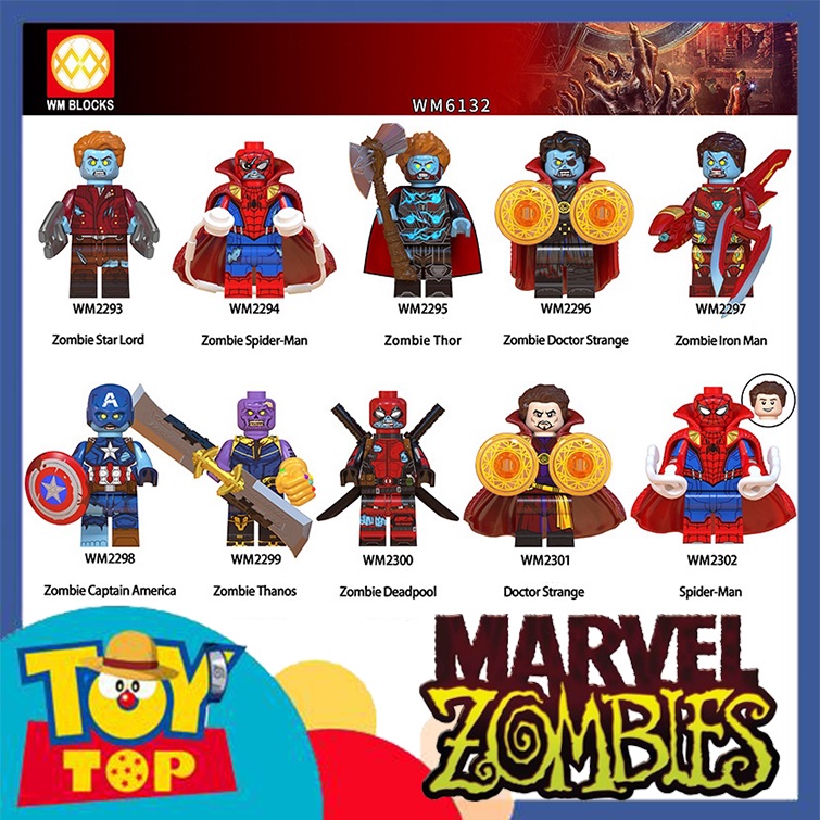 Đồ chơi lắp ráp mini ghép Marvel thây ma zombie và các bản What if siêu anh hùng Captain Iron Man WM6132